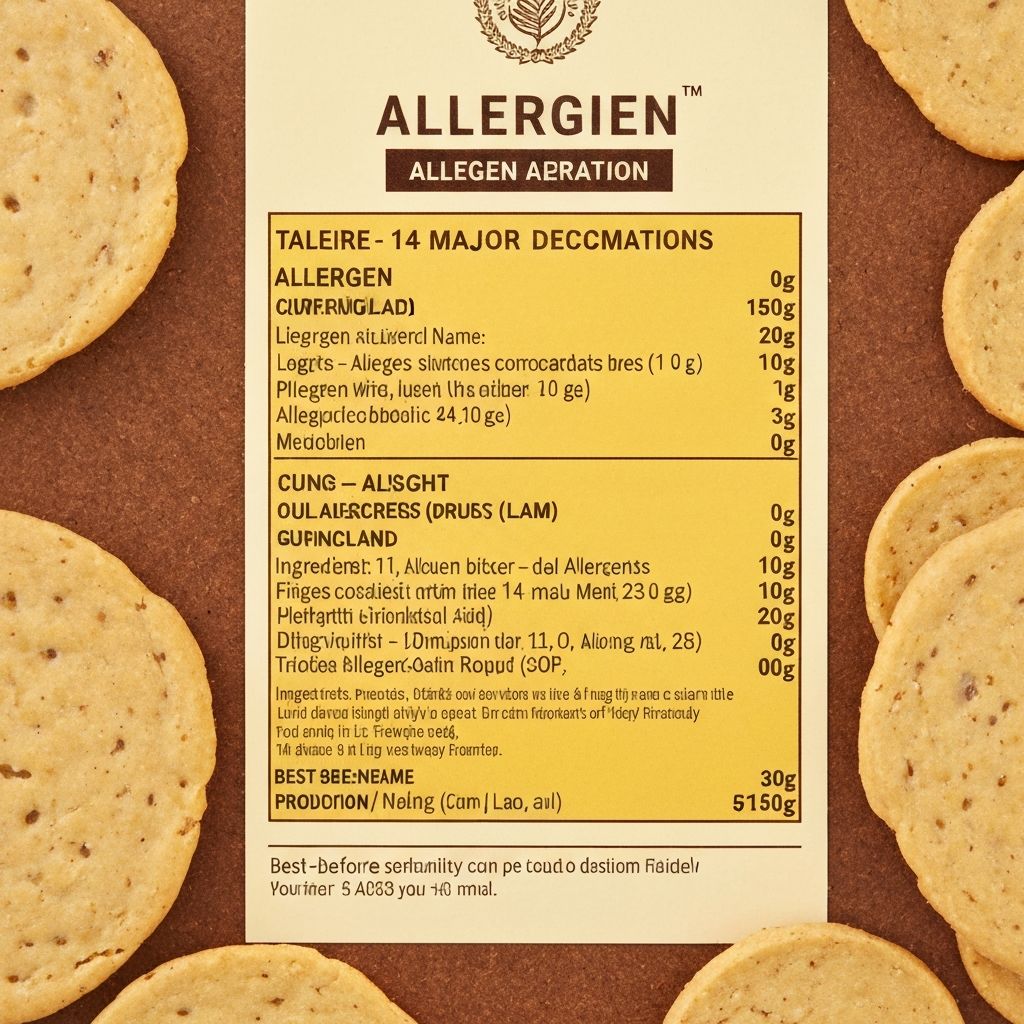 Allergen declaration with bold text on food label